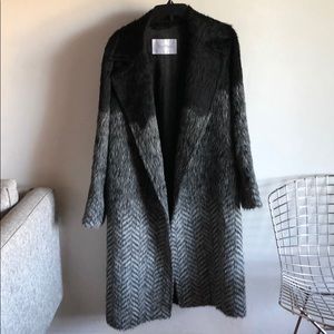 Max Mara Black Gray Gradient Print Coat